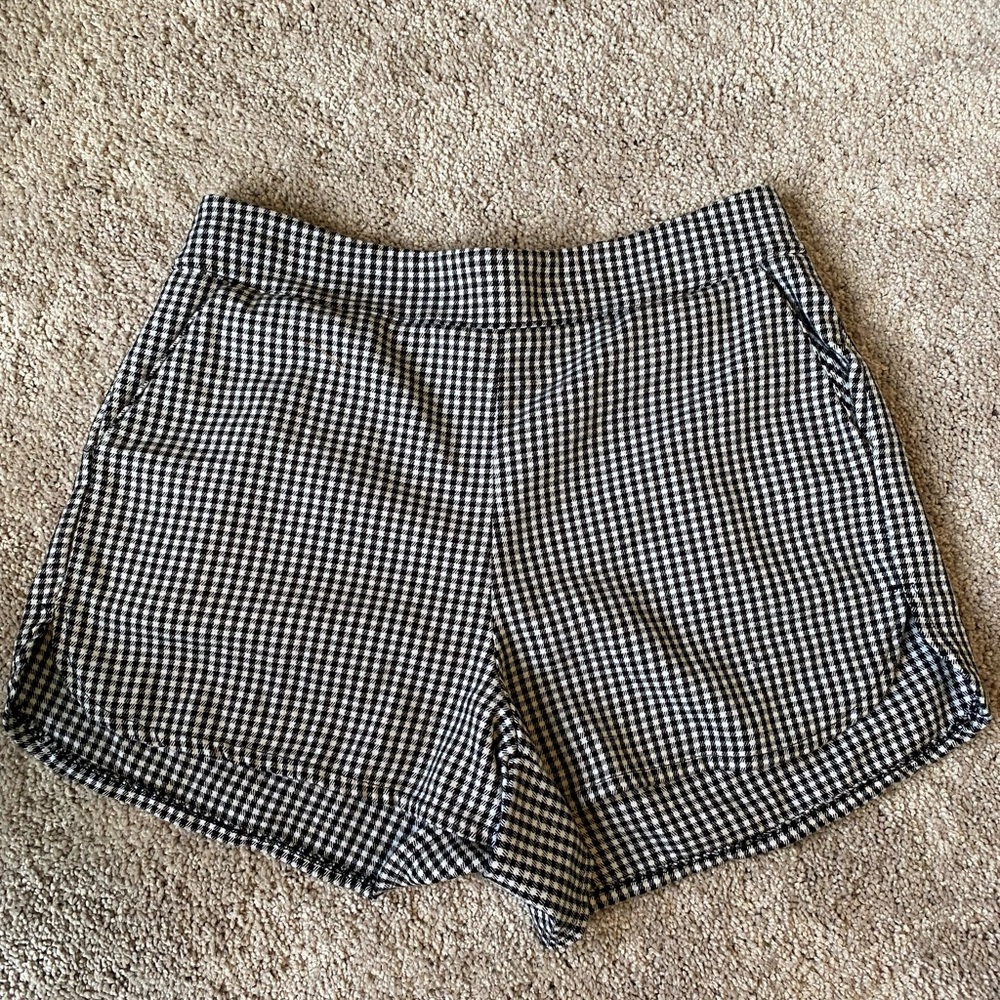 John Galt Black & White pattern high-waist zip up shorts OS